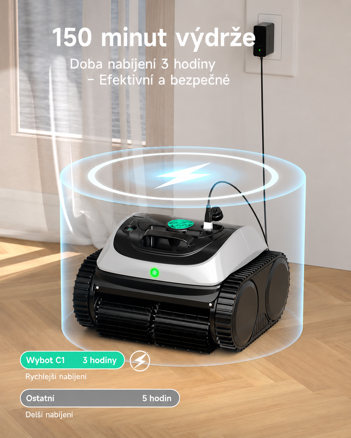 WYBOT C1 – Bezdrátový bazénový robot s kompletním čištěním a výdrží 150 minut